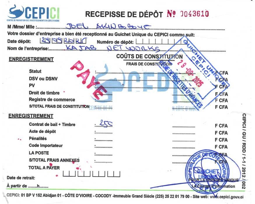 RECU-KAJAB-NETWORKS-SARL